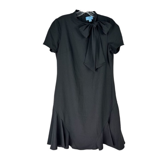 CeCe Bow Neck Short Sleeve Dress in Black size 6 NWOT - Picture 2 of 5